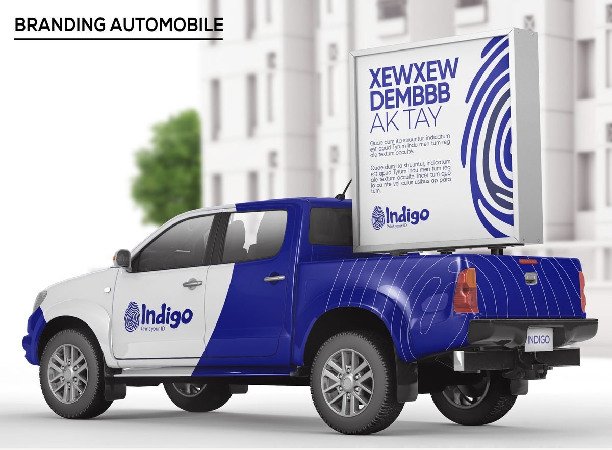 Mockup d'un véhicule habillé aux couleurs Indigo Space