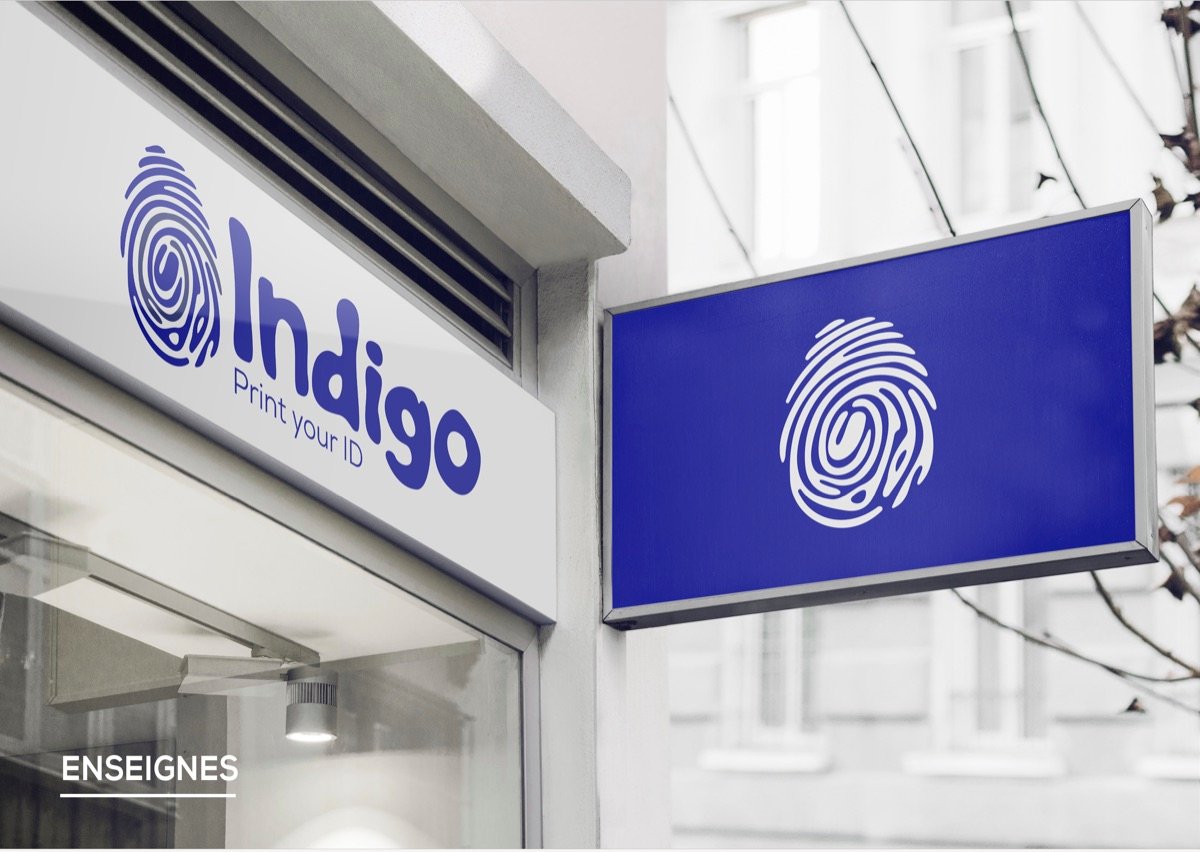 Mockup d'une enseigne de devanture Indigo Space